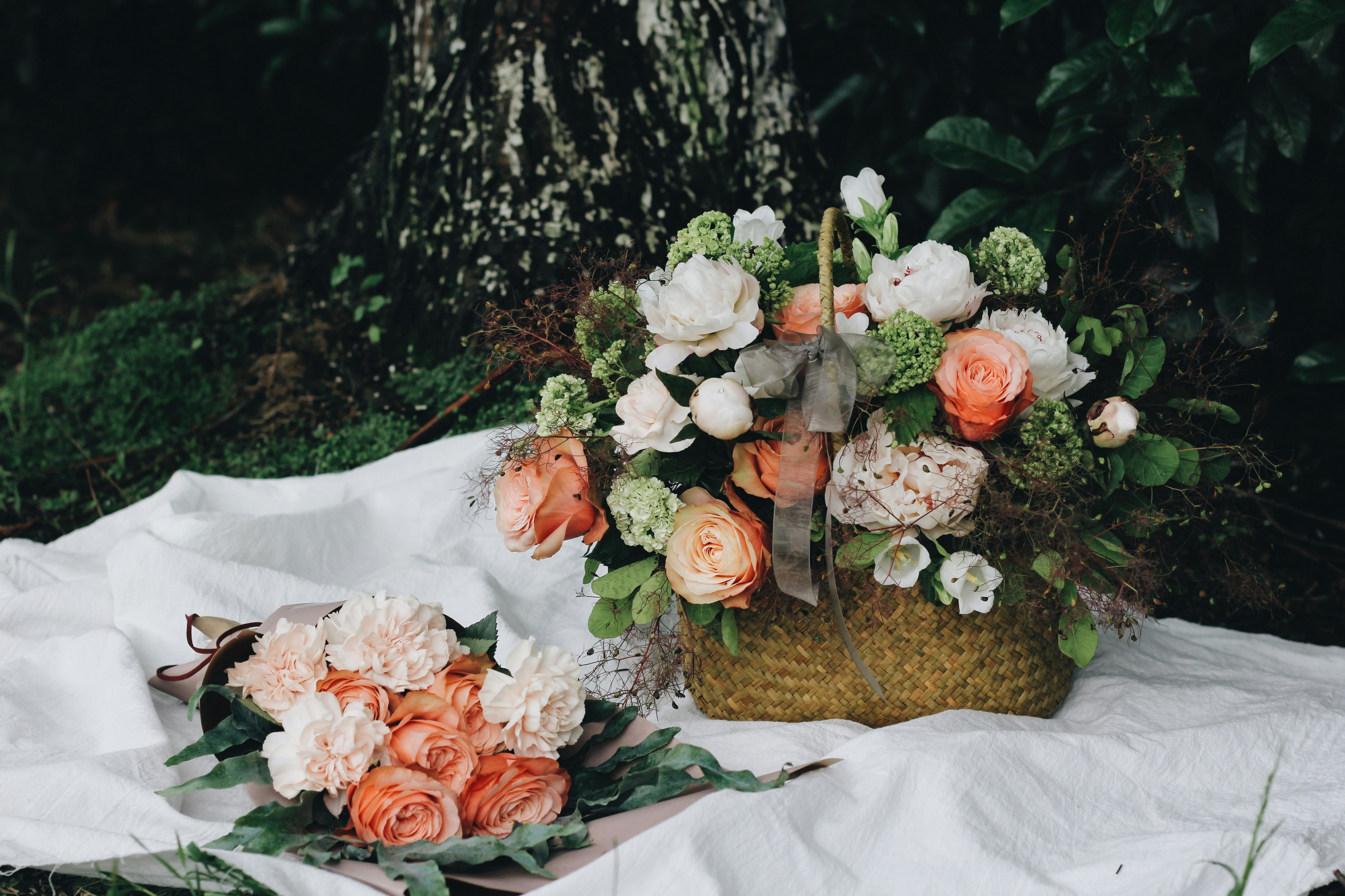 Decorative Basket Full Of Flowers