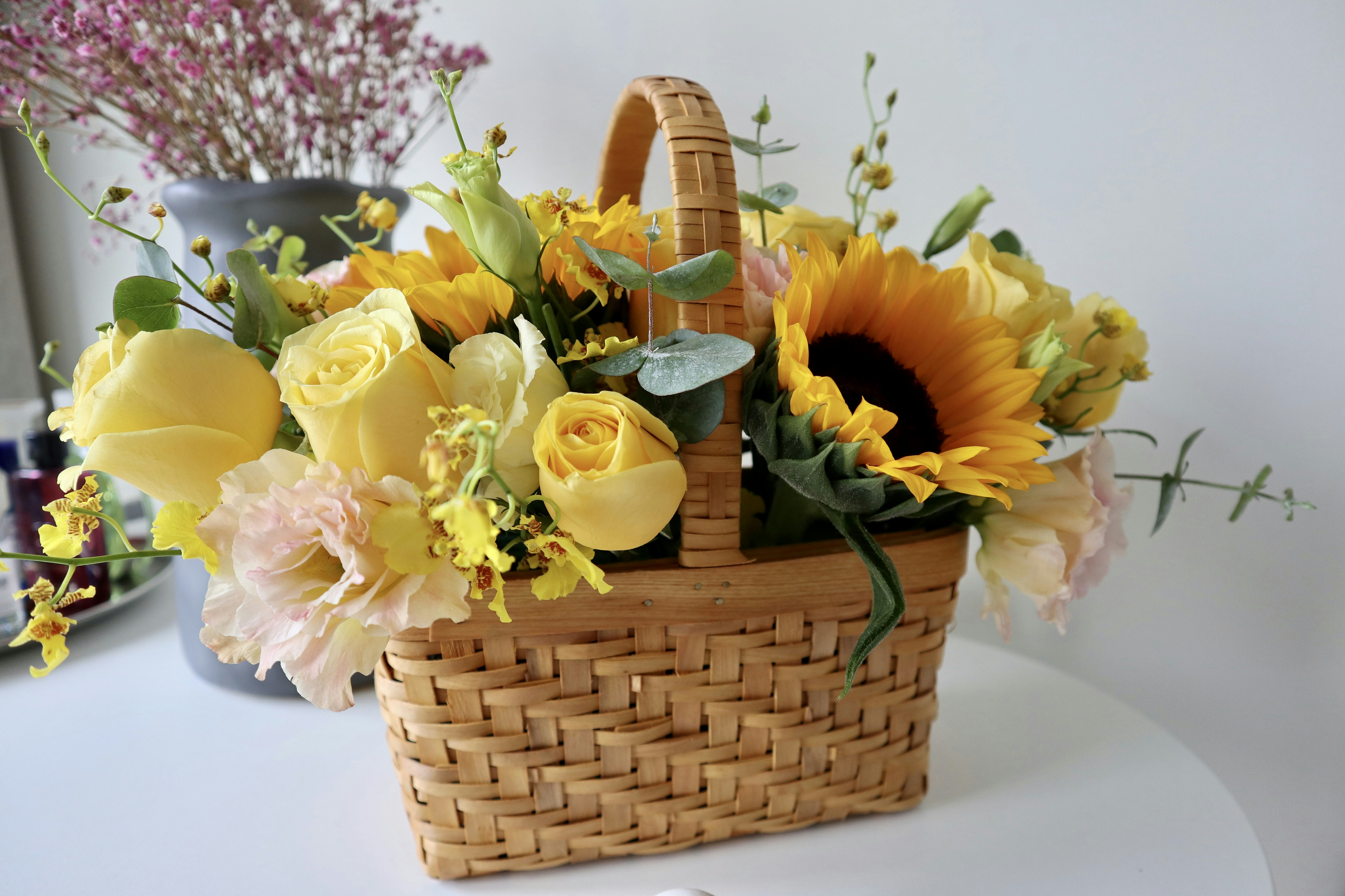 Decorative Basket Full Of Flowers